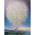 Tablou canvas Flying Elephant At Night 120x160 cm