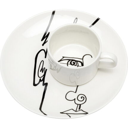 Ceasca de cafea Viso Uomo alb-negru