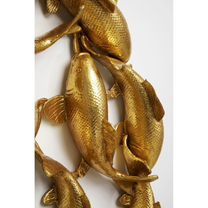 Decoratiune perete School of Koi auriu Ø102cm