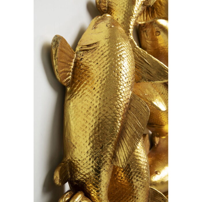 Decoratiune perete School of Koi auriu Ø102cm