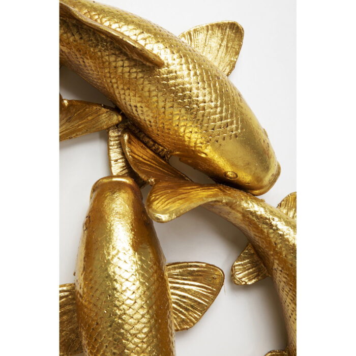 Decoratiune perete School of Koi auriu Ø102cm