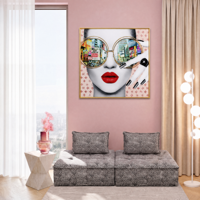 Tablou cu rama Times Square View 120x120 cm