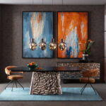 Tablou cu rama Artistas Portocaliu 120x180 cm