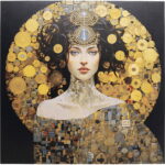Tablou Glass Art Nouveau Lady 3D 120x120 cm