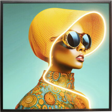 Rama foto Sun Hat Woman Galben LED 80x80 cm
