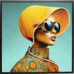 Rama foto Sun Hat Woman Galben LED 80x80 cm