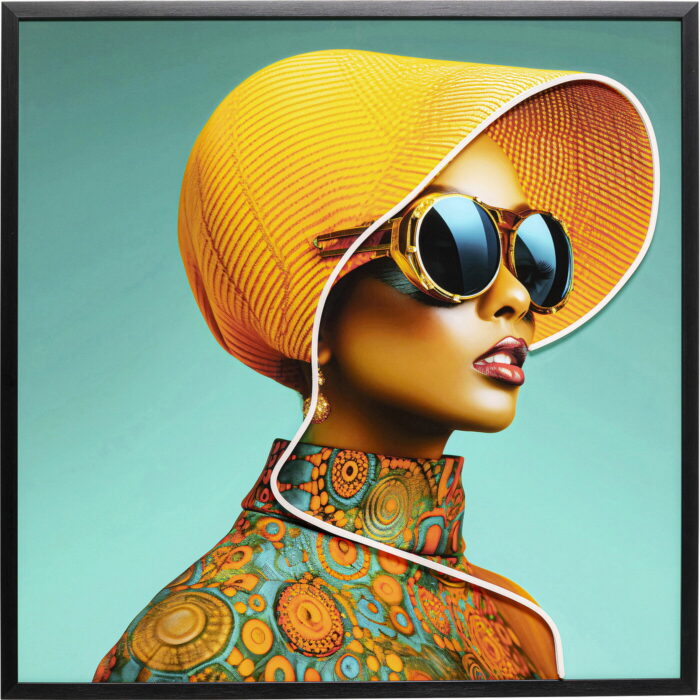 Rama foto Sun Hat Woman Galben LED 80x80 cm