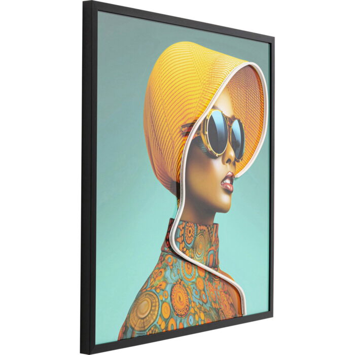 Rama foto Sun Hat Woman Galben LED 80x80 cm