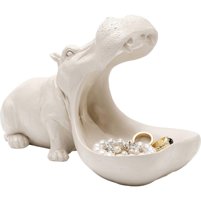 Figurina decorativa Hungry Hippo 17 cm Grej