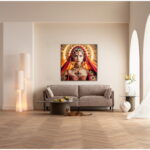 Tablou cu rama Muse Halo Lady 100x100 cm
