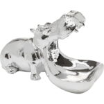 Figurina decorativa Hungry Hippo 17 cm argintie