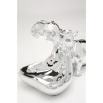 Figurina decorativa Hungry Hippo 17 cm argintie