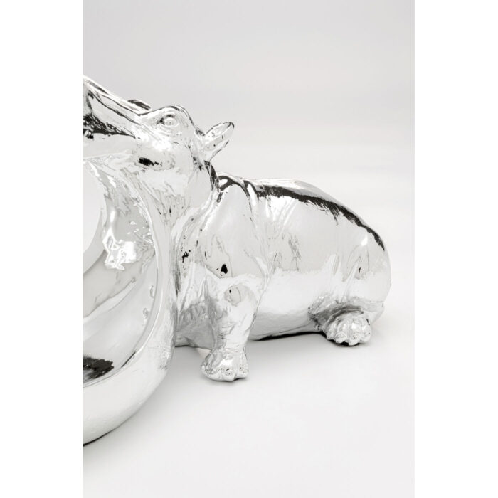 Figurina decorativa Hungry Hippo 17 cm argintie