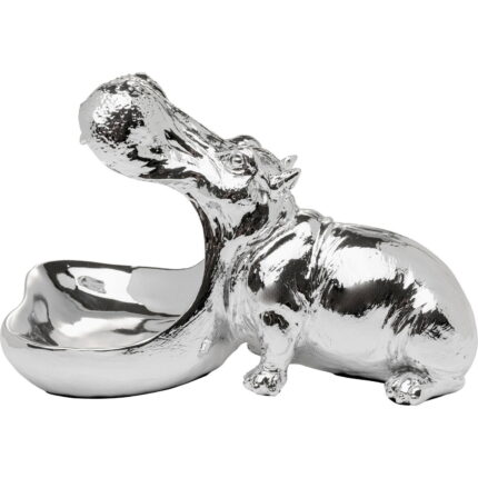 Figurina decorativa Hungry Hippo 17 cm argintie