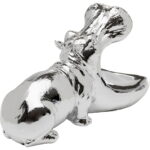 Figurina decorativa Hungry Hippo 17 cm argintie
