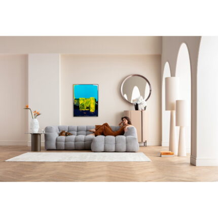 Tablou cu rama Abstract High Gloss Albastru 120x160 cm
