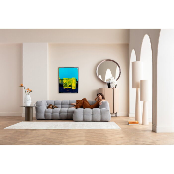 Tablou cu rama Abstract High Gloss Albastru 120x160 cm