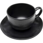 Ceasca de cafea+farfuriuta Organic Negru