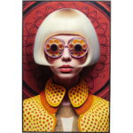 Tablou cu rama LED Fancy Blonde Lady 75x55cm