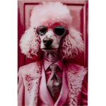 Tablou sticla roz Poodle 50x40cm