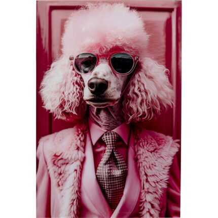 Tablou sticla roz Poodle 50x40cm