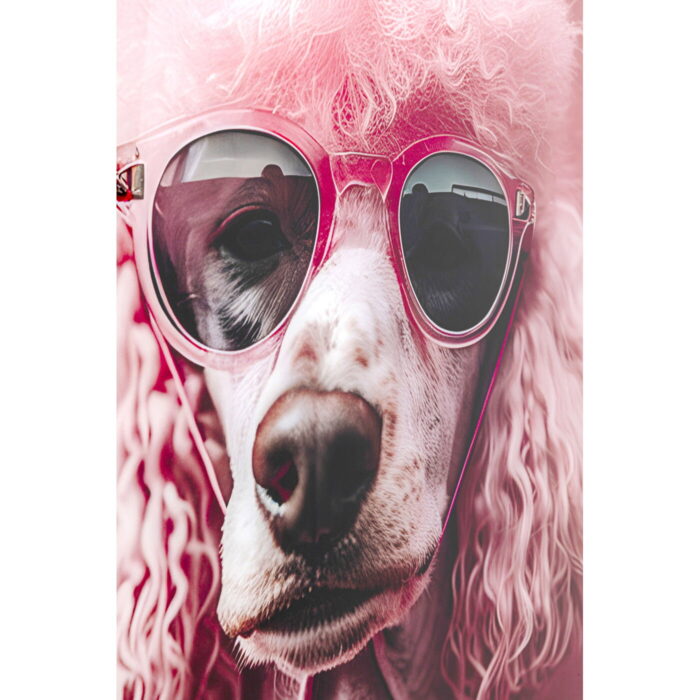 Tablou sticla roz Poodle 50x40cm