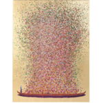 Tablou panza Flower Boat Gold roz 40x50cm