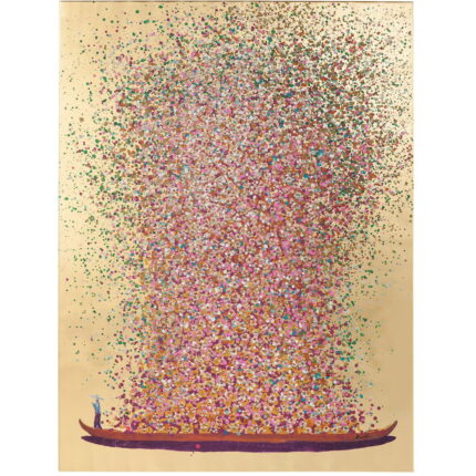 Tablou panza Flower Boat Gold roz 40x50cm