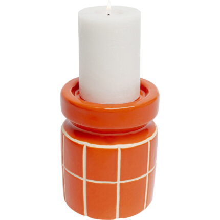 Suport lumanare Bliss Tile portocaliu 14cm
