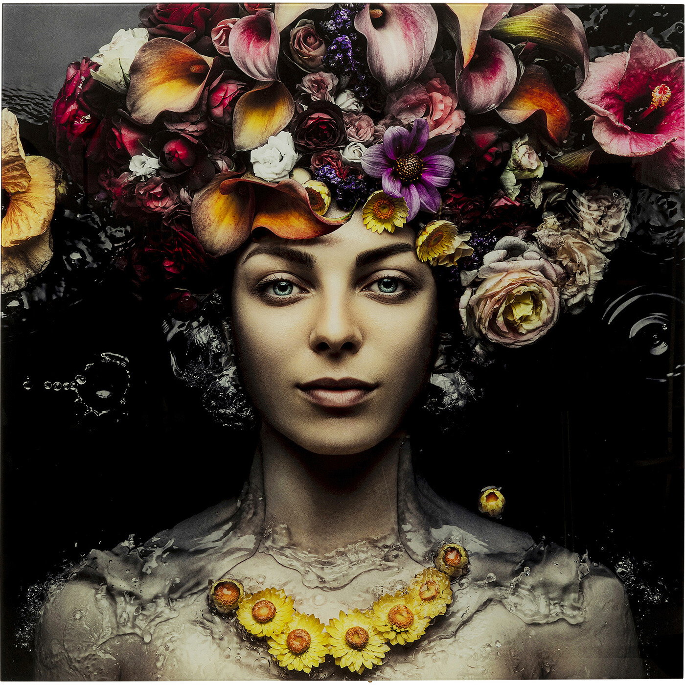 KARE-65022-1400x1400-1.jpg Tablou de sticla Flower Art Lady 120x120cm