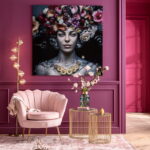 Tablou de sticla Flower Art Lady 120x120cm