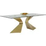 MASA GLORIA BLAT STICLĂ AURIU 200X100 CM - imagine 5