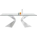 MASA GLORIA BLAT STICLĂ CROMAT 200X100 CM - imagine 4