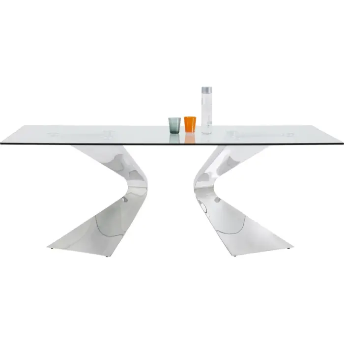 MASA GLORIA BLAT STICLĂ CROMAT 200X100 CM - imagine 4