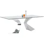 MASA GLORIA BLAT STICLĂ CROMAT 200X100 CM - imagine 3