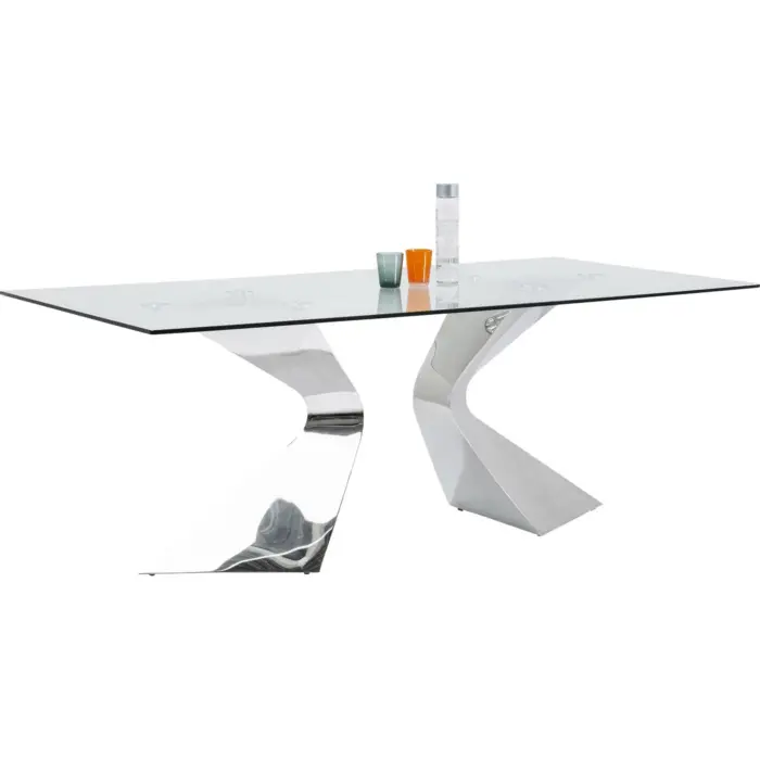MASA GLORIA BLAT STICLĂ CROMAT 200X100 CM - imagine 3