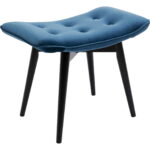 Taburet negru Vicky catifea albastru verde 46x59 cm