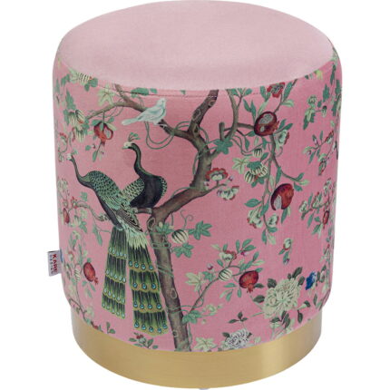 Puf rotund cu baza aurie Cherry Peacock Ø32x38 cm