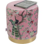 Puf rotund cu baza aurie Cherry Peacock Ø32x38 cm