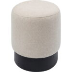 Puf rotund crem cu baza neagra Cherry Ø36x44 cm