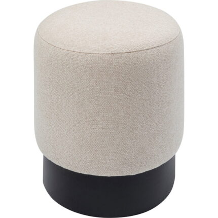 Puf rotund crem cu baza neagra Cherry Ø36x44 cm