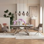 MASA EXTENSIBILA CU BLAT DIN CERAMICA NELLY GREJ 180 X90 CM