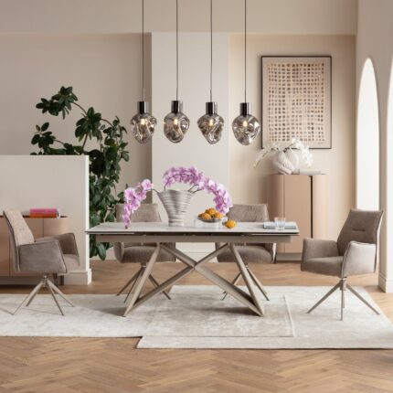 MASA EXTENSIBILA CU BLAT DIN CERAMICA NELLY GREJ 180 X90 CM