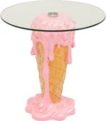 MASUTA AUXILIARA ICE CREAM CU BLAT DE STICLA Ø45 CM