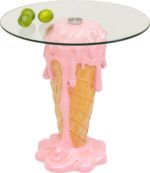 MASUTA AUXILIARA ICE CREAM CU BLAT DE STICLA Ø45 CM