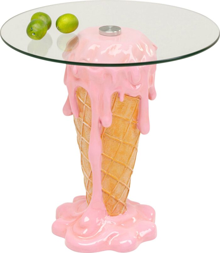 MASUTA AUXILIARA ICE CREAM CU BLAT DE STICLA Ø45 CM