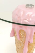MASUTA AUXILIARA ICE CREAM CU BLAT DE STICLA Ø45 CM