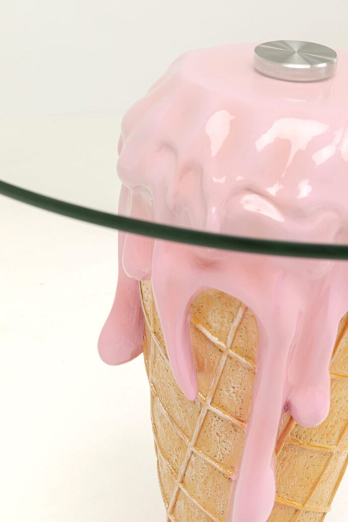 MASUTA AUXILIARA ICE CREAM CU BLAT DE STICLA Ø45 CM