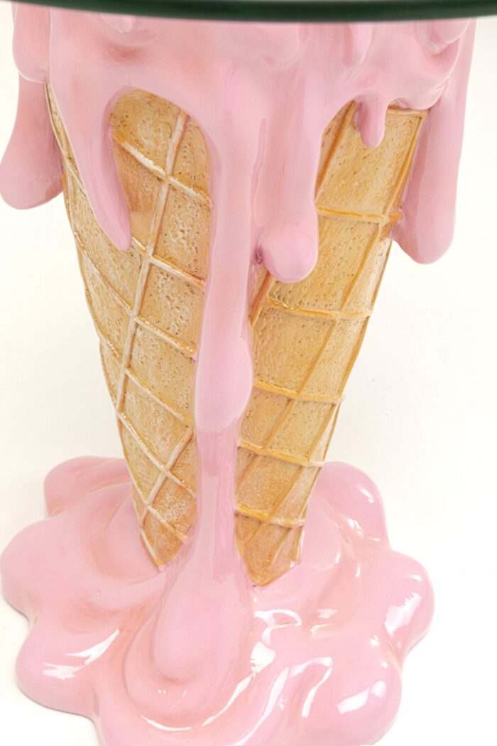 MASUTA AUXILIARA ICE CREAM CU BLAT DE STICLA Ø45 CM
