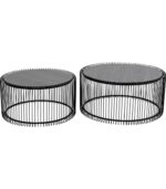 SET 2 MESE DE CAFEA WIRE BLACK WOOD